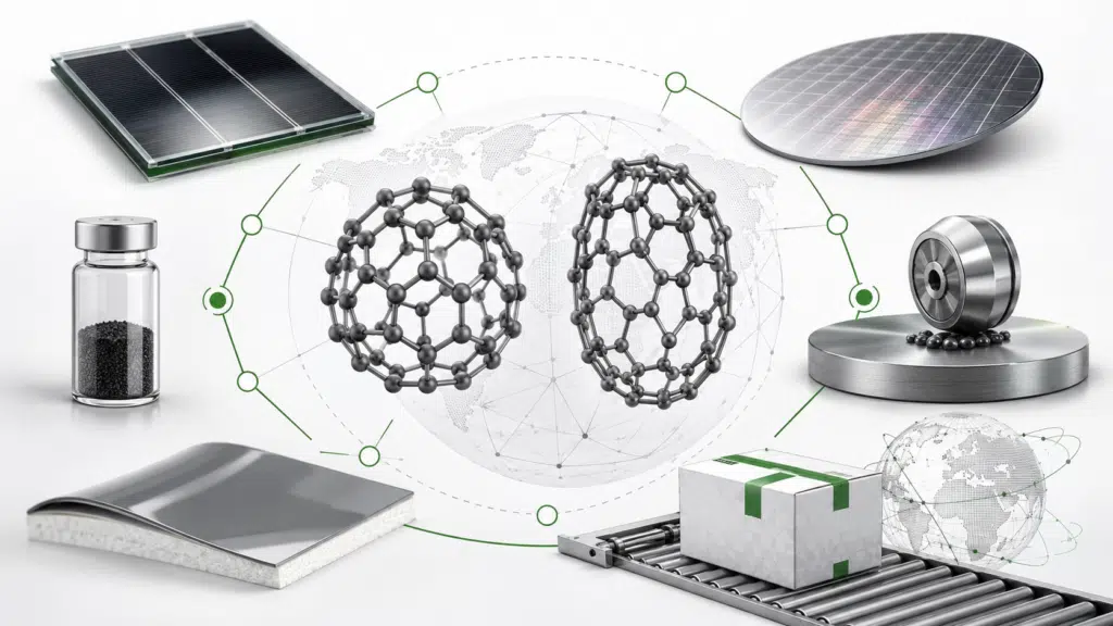 Global fullerene market applications across photovoltaics electronics lubricants coatings and research supply