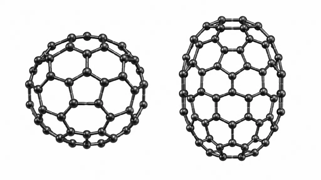 Accurate molecular comparison of spherical C60 and elongated C70 fullerenes
