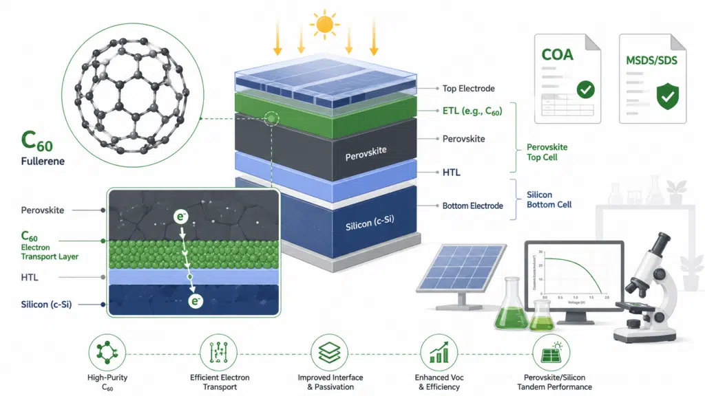 C60 Electron Transport Layer in Perovskite/Silicon Tandem Solar Cells: Purity, Interface Stability, and COA Requirements 1 image 2