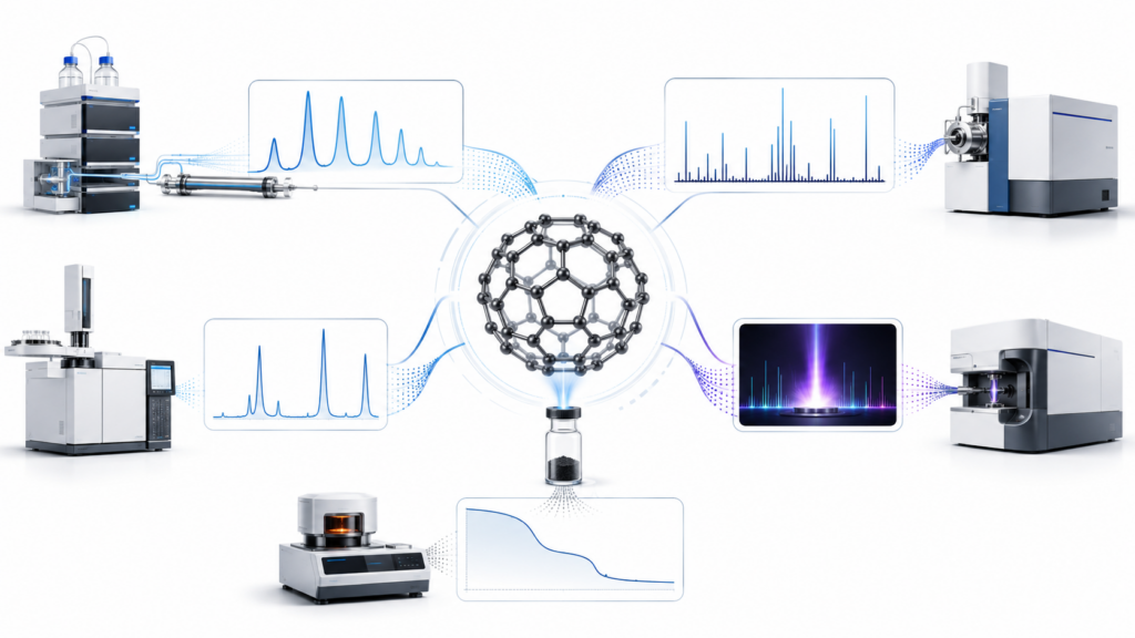 C60表征方法:HPLC、MS、ICP-MS和TGA揭示的内容 11 表征富勒烯C60的互补分析路径