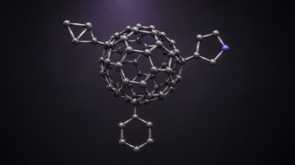 C60 Functionalization: Bingel, Prato & Diels–Alder Routes 10 세 가지 대표적인 공유 기능화 구조와 함께 표시된 C60 풀러렌