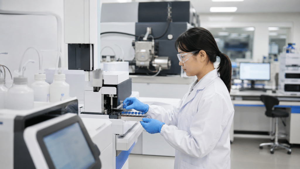 Fullerene C70 Supplier Guide: Purity, Testing and RFQ Requirements 11 Analyst preparing Fullerene C70 solutions for complementary laboratory testing