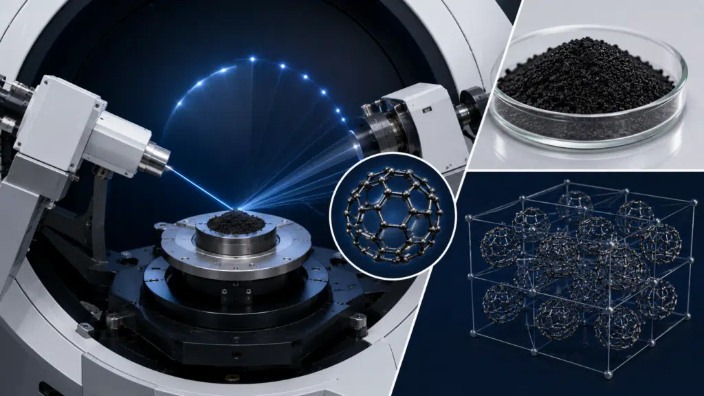 Crystalline C60 powder examined by X-ray diffraction