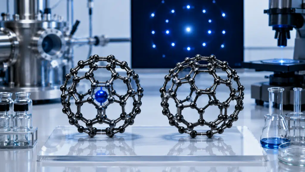 N@C60 endohedral fullerene compared with an empty pristine C60 cage
