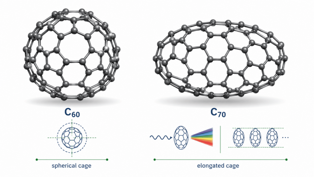 Fullerene Properties: Essential Guide to Structure, Solubility, Electronics, and Applications 13 C60 and C70 fullerene properties comparison