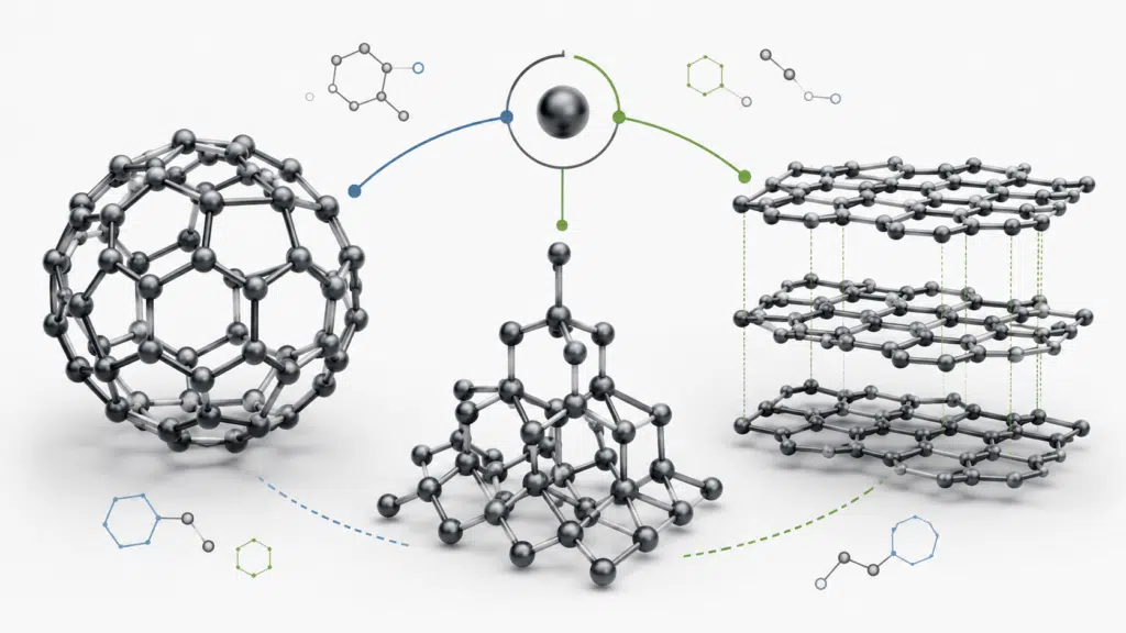 Fullerenes diamond and graphite as carbon allotropes